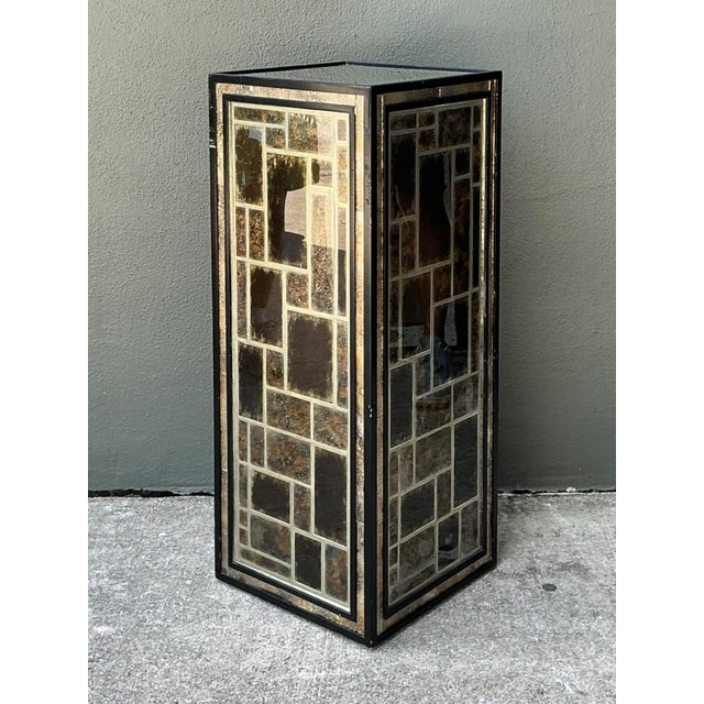 Vintage Eglomise Geometric Glass Pedestal For Sale - Image 11 of 17