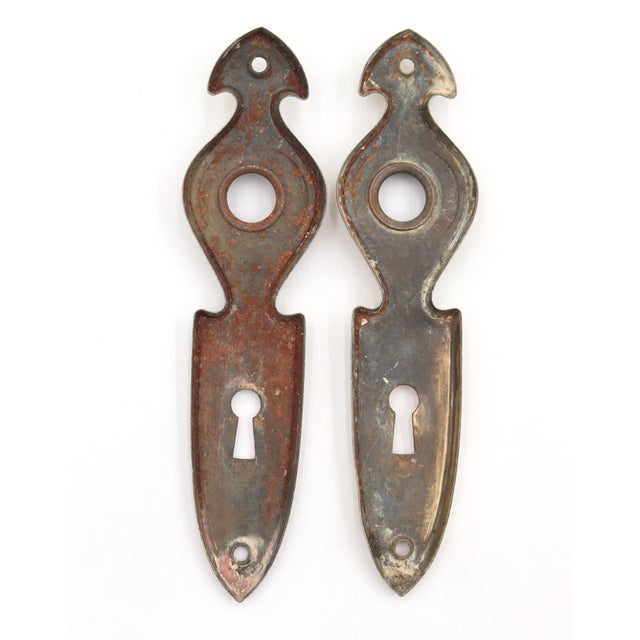 Vintage Concentric Brass Finish Passage Door Knob Set For Sale - Image 9 of 9