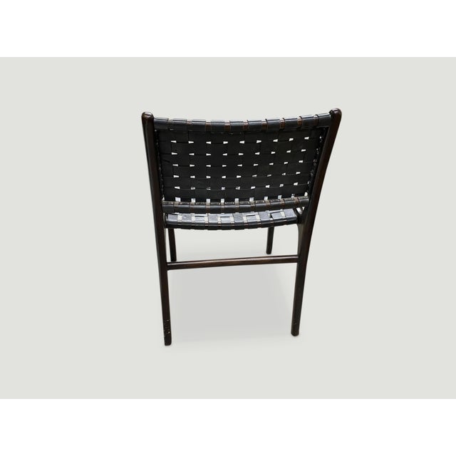 2010s Andrianna Shamaris Modern Chair Series Single Backed Leather Woven Chair For Sale - Image 5 of 6