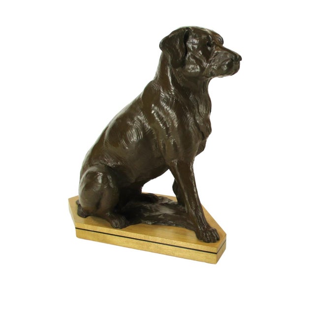 Dan Ostermiller, Bronze Dog, Lab, Labrador Sitting Statue, Wooden Bace Artist Signed: 1995, 2/20 For Sale - Image 18 of 18