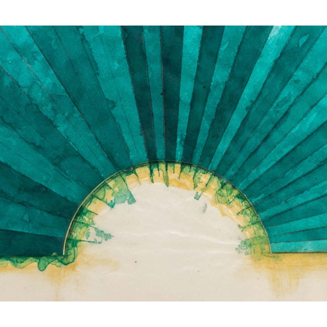 Joseph Lawrence Gardella Green Fan Mixed Media For Sale - Image 4 of 8