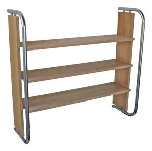 Modern Chrome and Wood Bookshelf, 1980s