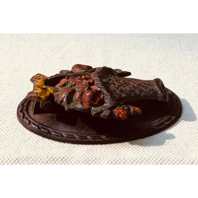 Hubley Cast Iron Floral Basket Door Knocker - American Victorian For Sale - Image 9 of 12