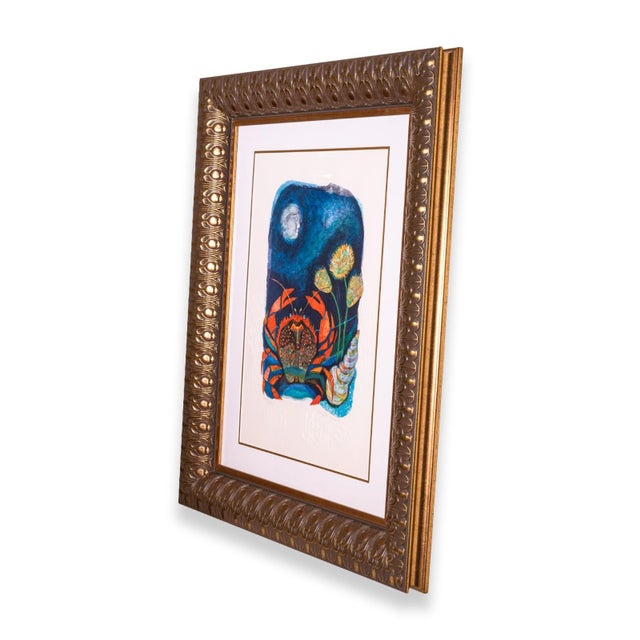 An imaginative and whimsical embossed lithograph titled "Cancer" by American artist Judith Bledsoe. Hand signed in pencil...
