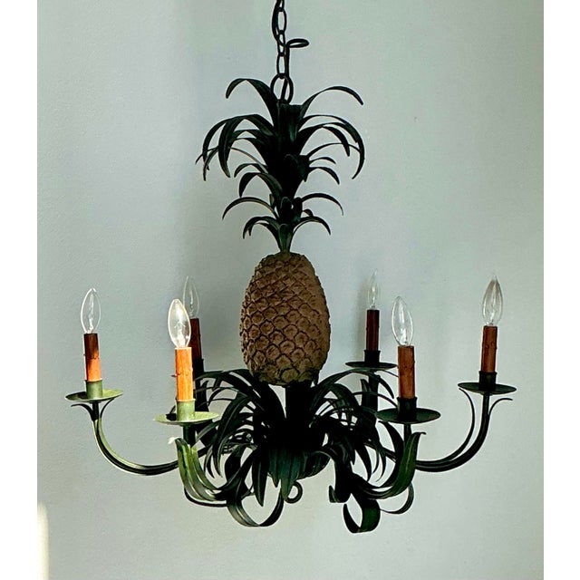 Vintage Tole Pineapple Chandelier For Sale - Image 9 of 12