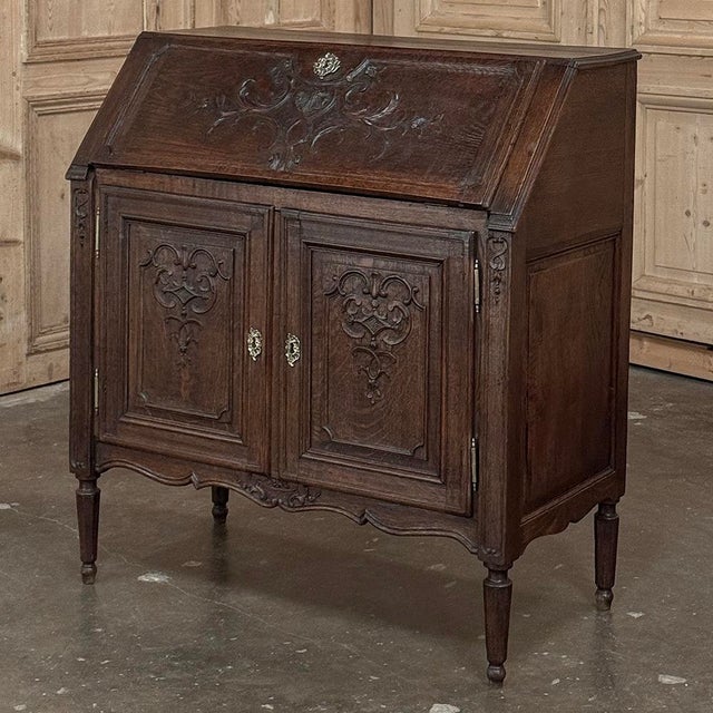 French 19th Century Liègeoise Louis XVI Style Solid Oak Secrétaire For Sale - Image 3 of 18