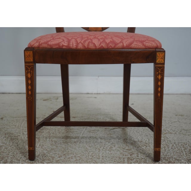 Pair of Vintage Mahogany Federal Style Inlaid Shield Back Chairs For Sale - Image 9 of 18