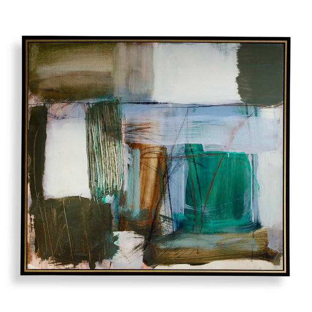 Wood Green Fields Framed Abstract Canvas For Sale - Image 7 of 7