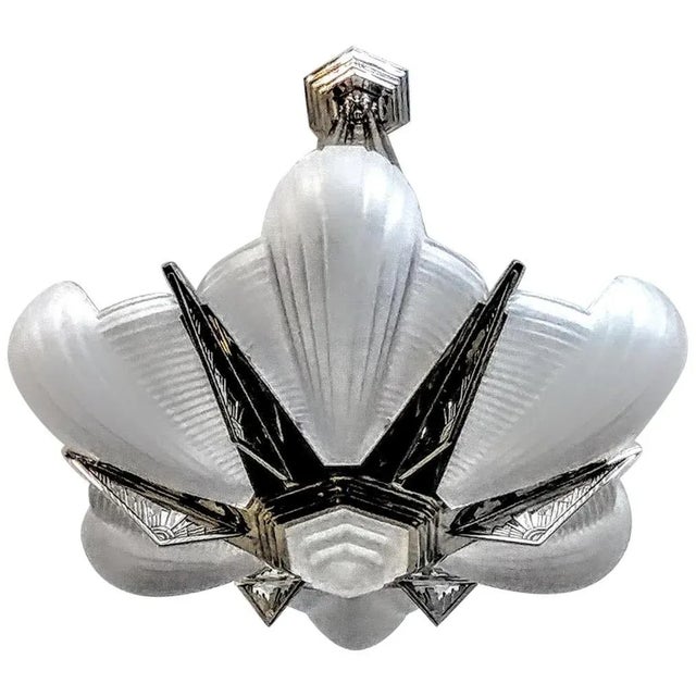 French Art Deco Pendant Chandelier by Petitot For Sale - Image 9 of 9