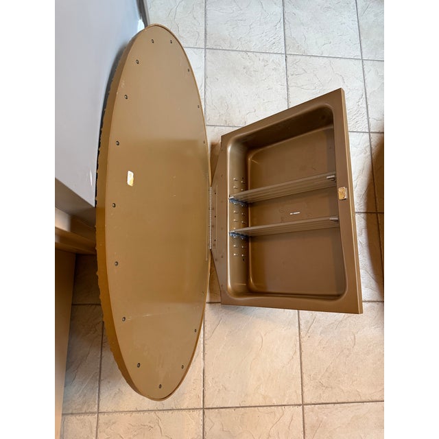 Vintage C. 1950s Oval Hollywood Regency Recessed Medicine Cabinets. A Pair For Sale - Image 10 of 12