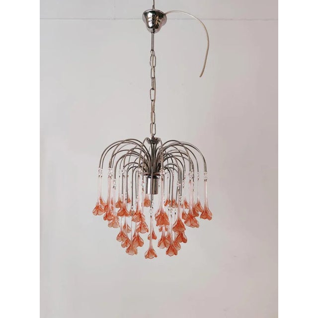 Metal Murano Glass Chandelier For Sale - Image 7 of 7