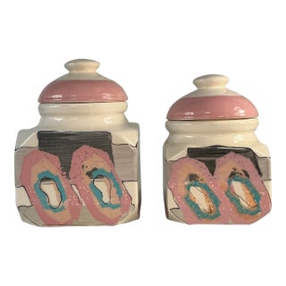 Rare 1980s Gibson Ceramic Canisters - Set of 2 For Sale