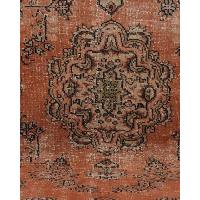1970s Vintage Handmade Wool Cotton Orange Area Rug For Sale In San Francisco - Image 6 of 12