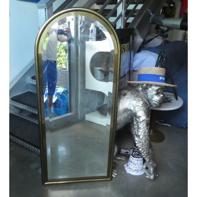 1970s Traditional Brass Mastercraft Arched Brass Wall Mirror