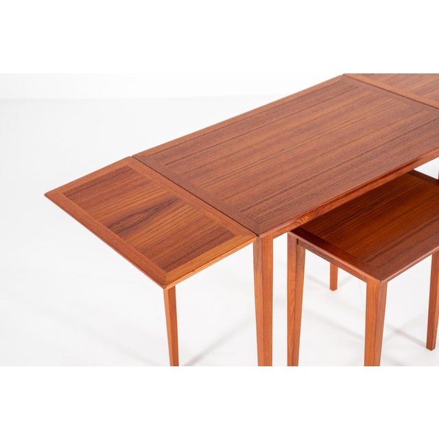 Brown Vintage Scandinavian Extendable Nesting Tables, Denmark, 1960s, Set of 2 For Sale - Image 8 of 11