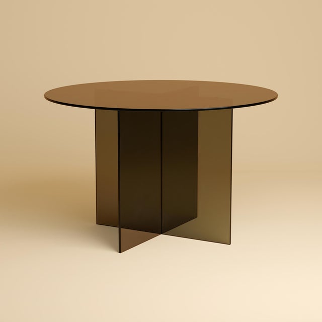 Round Dining Table in Bronzed Glass by Lebanto For Sale - Image 4 of 4