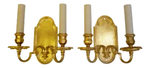 E.F. Caldwell Gilt Bronze Early Georgian Style Sconces - A Pair