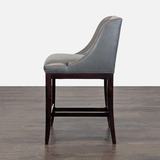 Modern Leather and Wood Bar Stool For Sale - Image 3 of 8