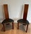 This pair of chairs is made of exotic wood with black leather seats, This is a French Work. Circa 1970