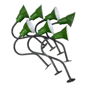Mid 20th Century Abolite Industrial Gooseneck Wall Lights — Set of 7 — Rewired, Installation-Ready