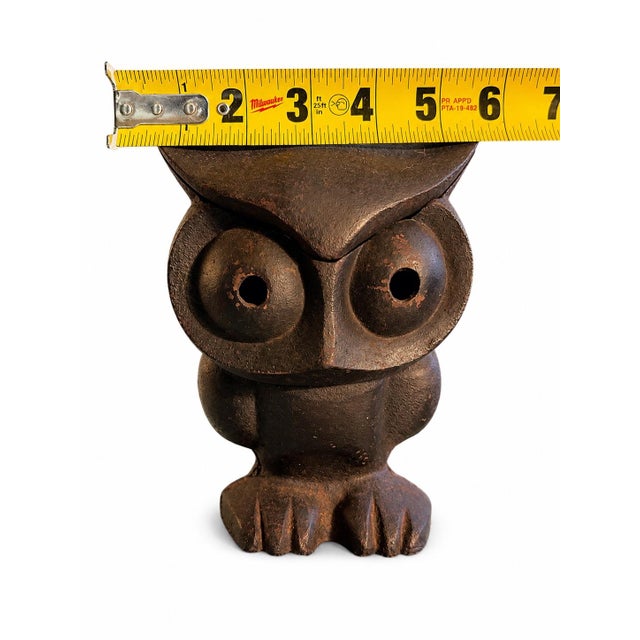 Mid-Century Modern Vintage Mid-Century Japanese Hand-Cast Iron Owl Oversized Candle Lantern/Incense Burner For Sale - Image 3 of 6