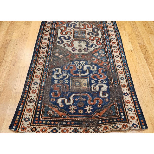 19th Century Caucasian Cloudband Kazak Rug, Hand-Woven Wool, Chondoresh, 4' x 9' For Sale In Chicago - Image 6 of 13