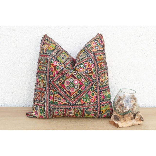 Antique Jeweled Medallion Jaisalmer Pillow For Sale In Los Angeles - Image 6 of 6