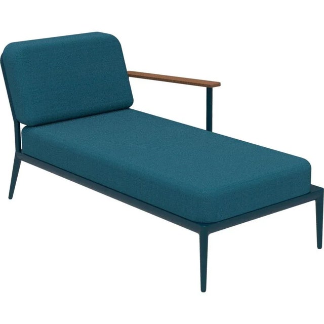 Nature navy left chaise longue by mowee dimensions: d155 x w76 x h81 cm (seat height 42 cm). Material: aluminum,...