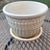 White McCoy Planter with Beaded and Dot Design.
