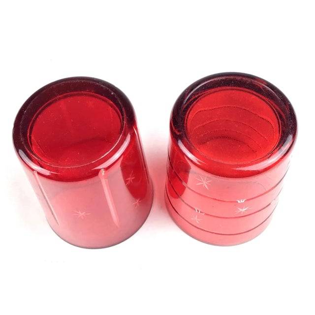 1990s 1990s Red Festive Star Themed Large Shot Glasses - a Pair For Sale - Image 5 of 9