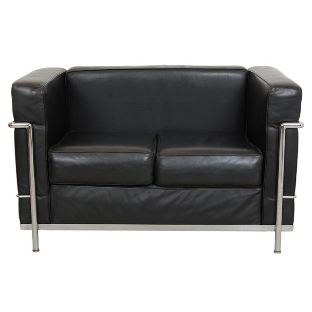 LC-2 2-Seater Sofa in Black Leather by Le Corbusier for Cassina For Sale - Image 15 of 15