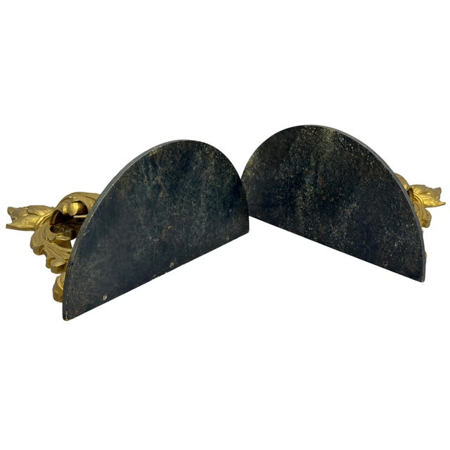 Gilded Acanthus Leaf Demi-Lune Hollywood Regency Wall Shelves, a Pair For Sale In New York - Image 6 of 14
