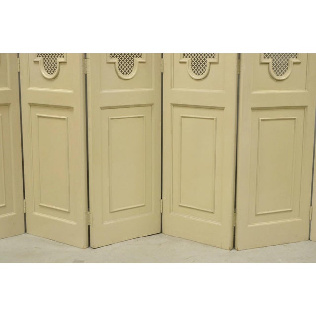 Vintage LRG Hollywood Regency 92" Tall 6 Panel Bone Lacquer Room Divider Screen For Sale - Image 10 of 18