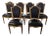 Set of 6 Antique 19th Century French Louis XVI Giltwood & Black Leather Dining Chairs For Sale