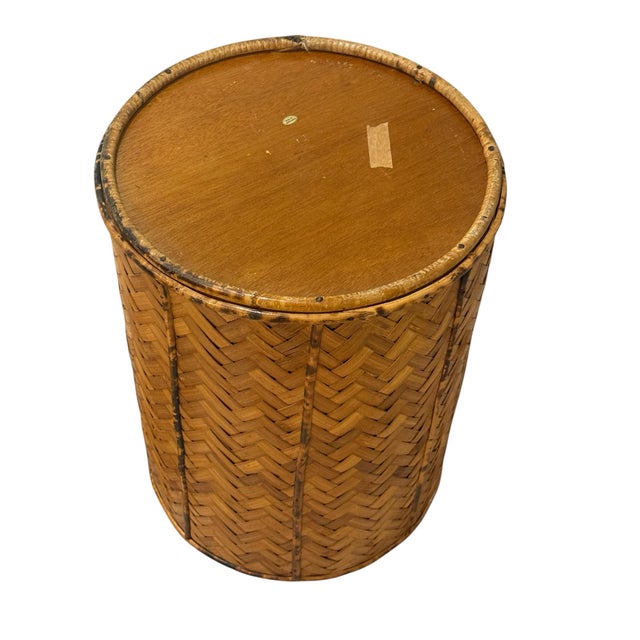 Wood Tortoise Rattan Laundry Basket/Storage Bin For Sale - Image 7 of 12