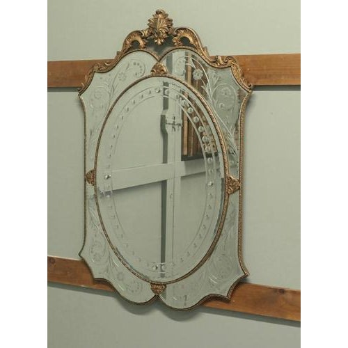 Glass Art Deco Venetian Style Mirror, 1950s For Sale - Image 7 of 8