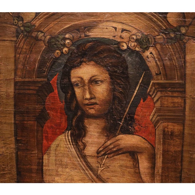 Bonifacio Bembo Seguace, Pair of Panels of Saint Sebastian Guerriero, 1620, Oil on Board For Sale - Image 10 of 15