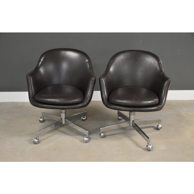 1970s One Leather Office Desk Chair by Harvey Probber For Sale In Boston - Image 6 of 10