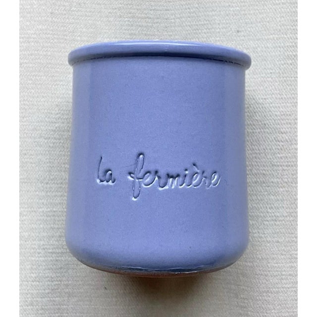 Two Glazed La Fermiere Multi-Purpose Periwinkle Blue Pots - Plants Candles For Sale - Image 4 of 4