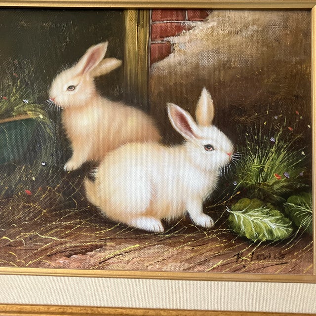 Original 8 x 10 painting on stretched canvas Signed bottom right Overall size with original frame with linen liner is 13 x 15