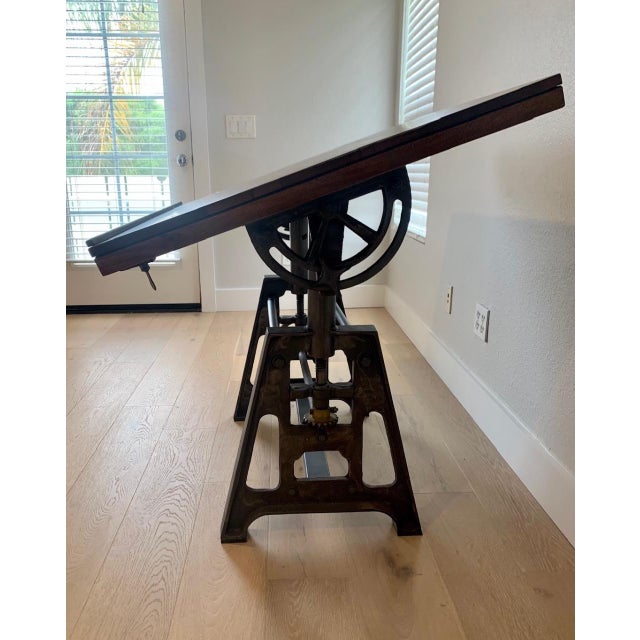 Arhaus Industrial Crank Drafting Table with Iron Base Chairish