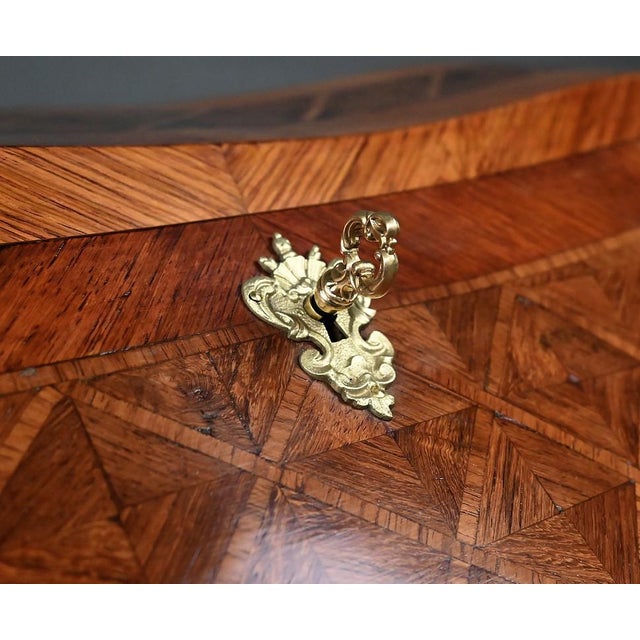 Wood Small Early 20th Century Louis XV Marquetry Ladys Desk For Sale - Image 7 of 18