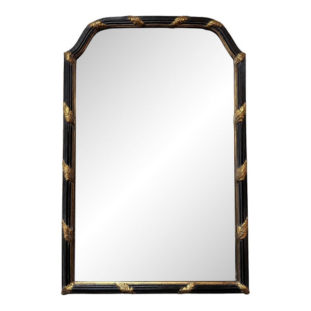 La Barge Regency Style Black & Gold Wall Mirror For Sale