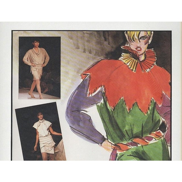 This is an unusual vintage fashion print. It features an Issey Miyake haute couture fashion design shown at the Paris...