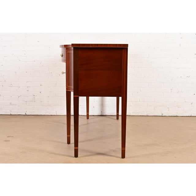 Kindel Furniture Federal Inlaid Flame Mahogany Bow Front Sideboard Credenza For Sale - Image 14 of 16