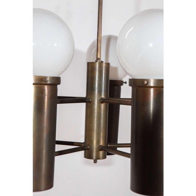 1970s Mid-Century Five-Light Brass Finish Chandelier For Sale - Image 5 of 10