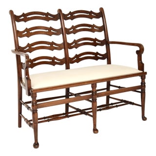 Antique Georgian Ladderback Settee, 1820s For Sale