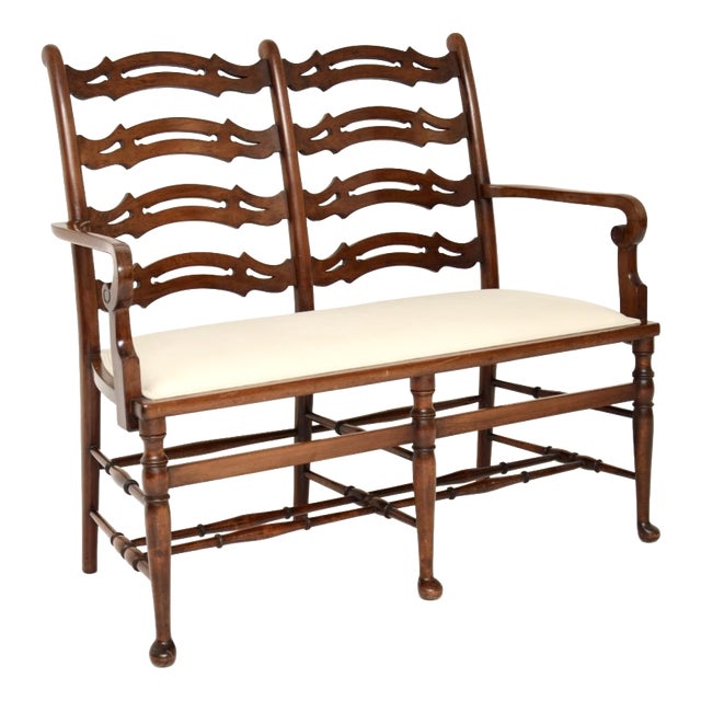 Antique Georgian Ladderback Settee, 1820s For Sale