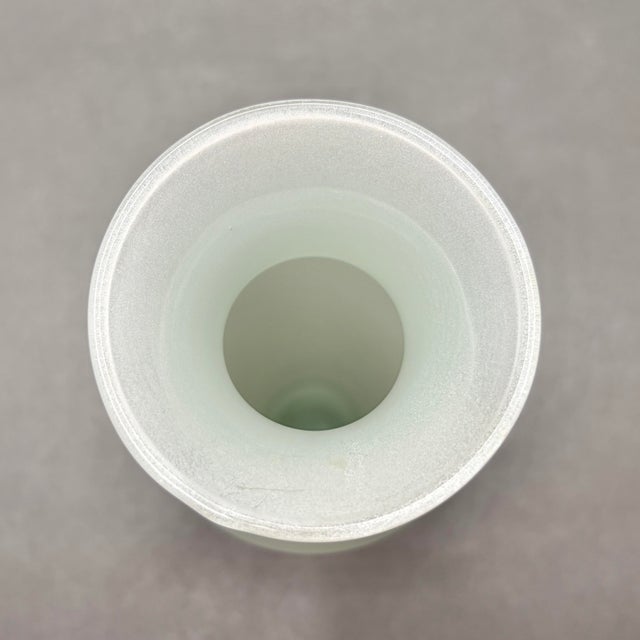 Vintage Mid-Century Pale Jade Green Frosted Satin Glass Vase For Sale In New York - Image 6 of 8