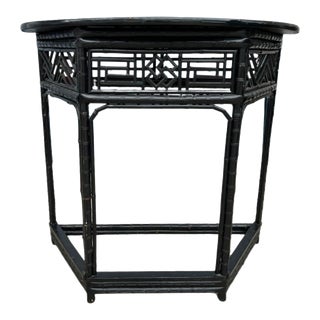 Chinese Lacquered Bamboo Demi-Lune Side Table For Sale